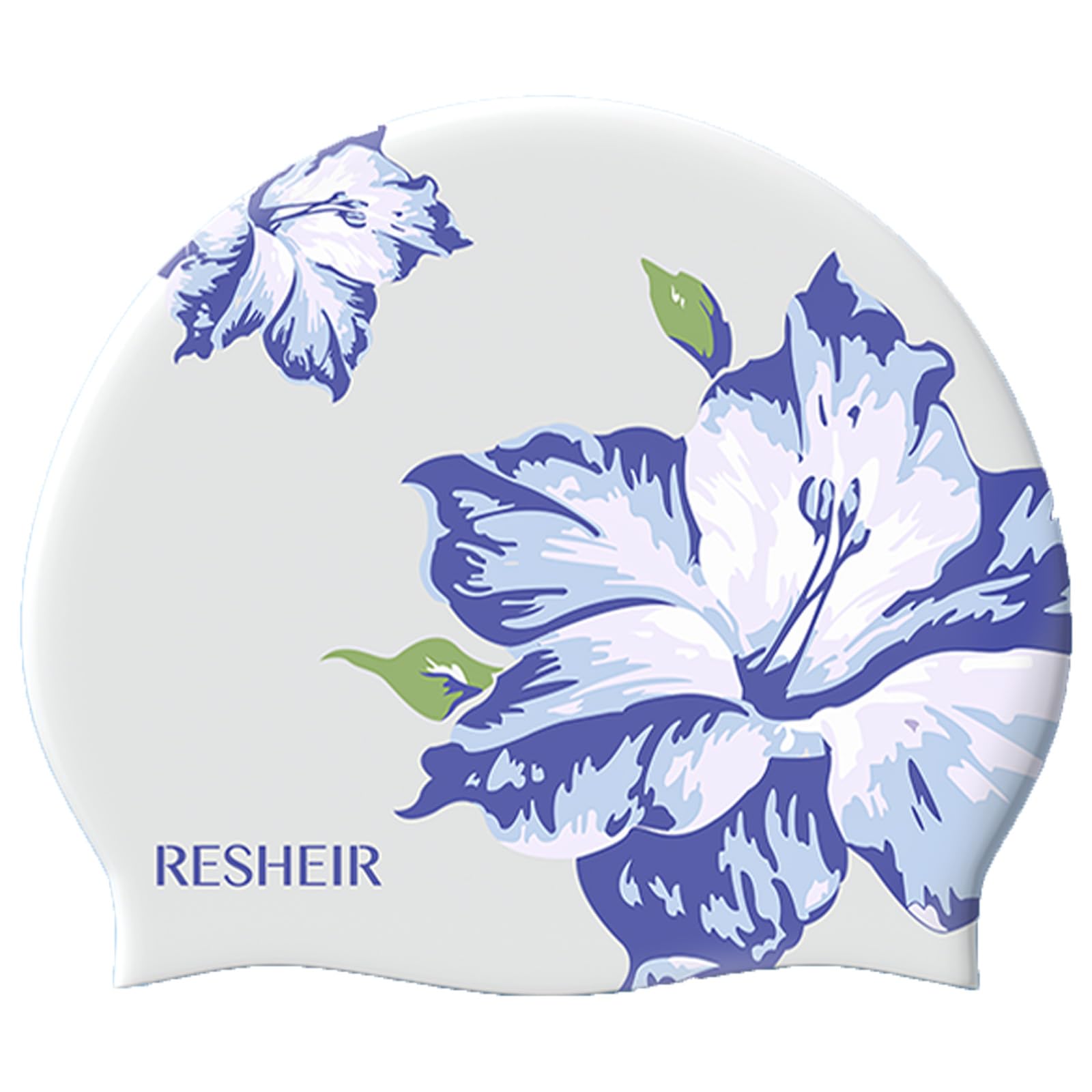 Printed swim cap can be customized with logo
